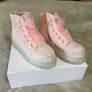 Slayr Glitter Pink Combat Boots YRU